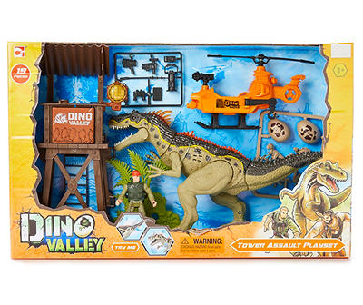Dino Valley Tower Assault 19-Piece Play Set