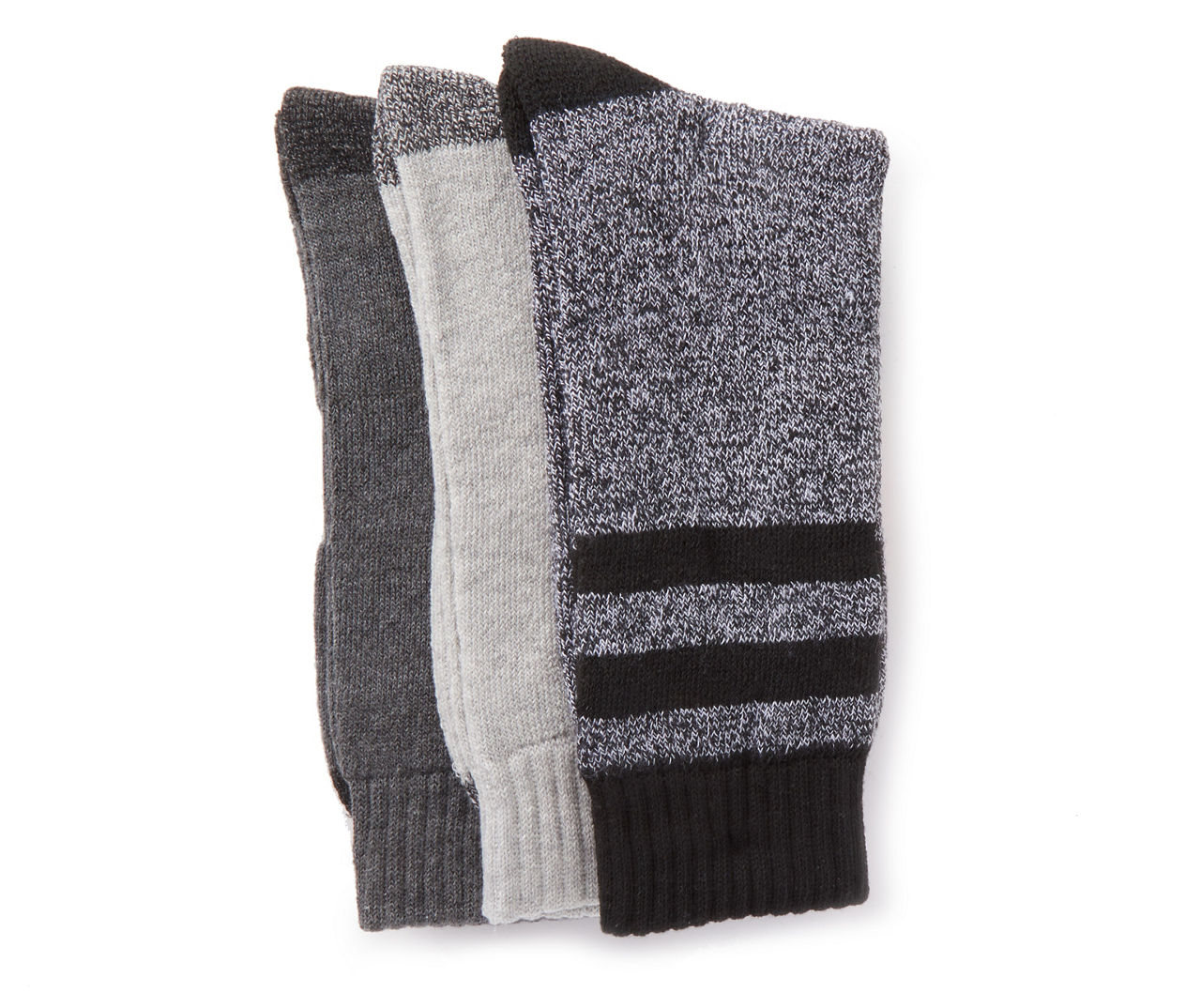 Men's Black & Gray Rugby Boot Socks, 3-Pairs