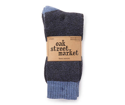 Men's Blue & Gray Boot Socks, 3-Pairs