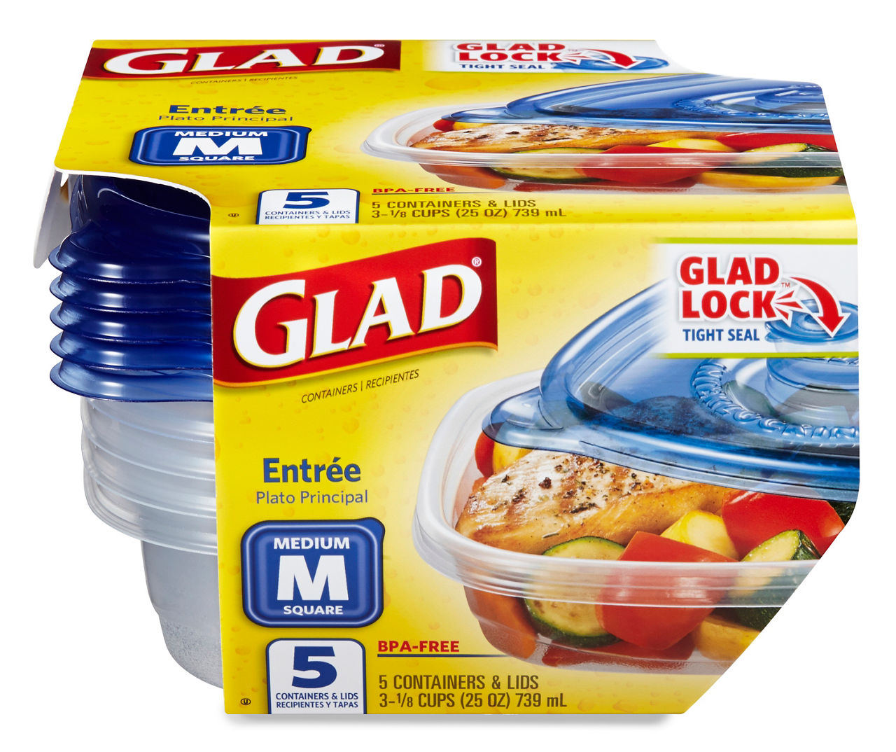 GladWare Entre Food Storage Containers with Glad Lock Tight Seal, BPA Free