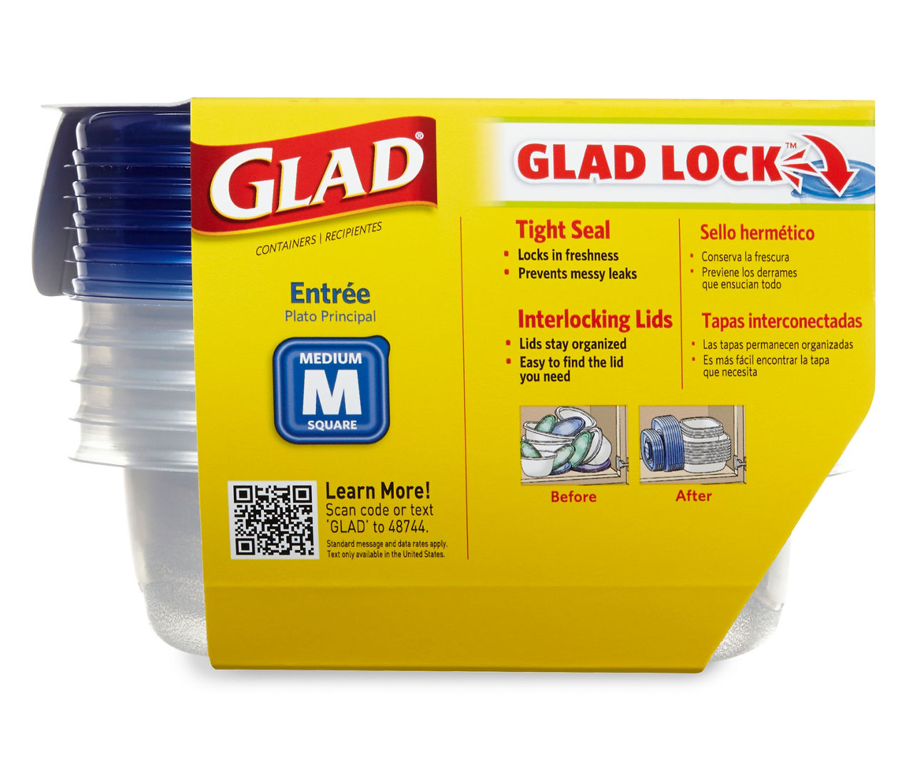 Glad Entree Food Storage Containers with Lids, 25 oz - 5 pack