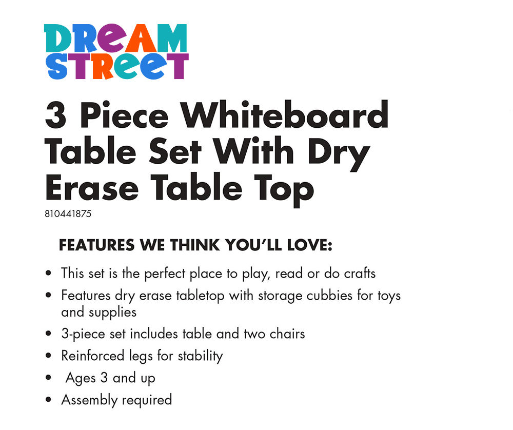 Dream Street 3-Piece Table & Chair Set