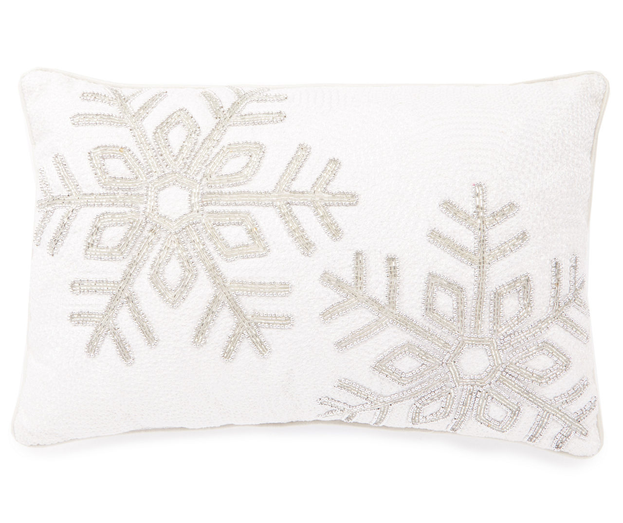 Winter Wonder Lane Red & White Embroidered Snowflake Throw Pillow