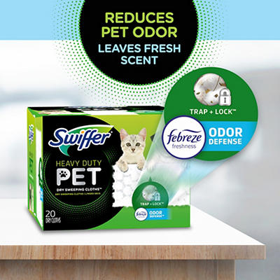 Swiffer Sweeper Pet Heavy Duty Multi-Surface Dry Cloth Refills for Floor Sweeping and Cleaning, 10 count