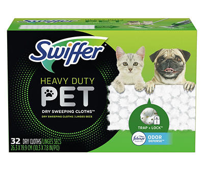 Swiffer Sweeper Pet Heavy Duty Multi-Surface Dry Cloth Refills for Floor Sweeping and Cleaning, 32 count