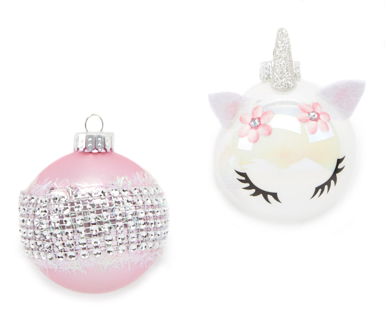 Winter Wonder Lane Pink & Unicorn Glass Ornaments, 8-Count | Big Lots