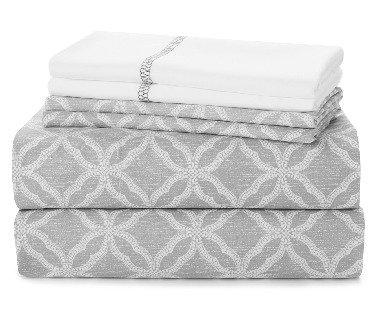 Living Colors Gray Dotted Medallion King 6-Piece Sheet Set | Big Lots