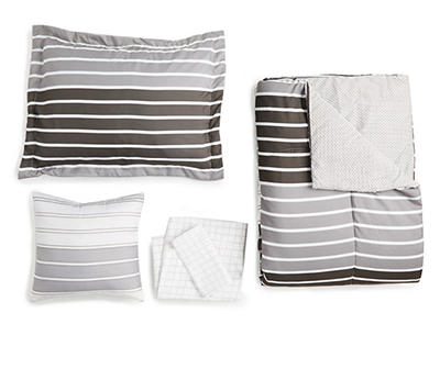 Alister Gray Stripe Twin 6-Piece Comforter Set
