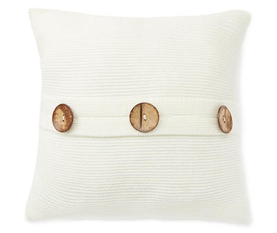 Ivory Knit Button Throw Pillow