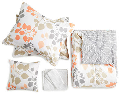 Coral Yasmin Floral Full 8-Piece Comforter Set
