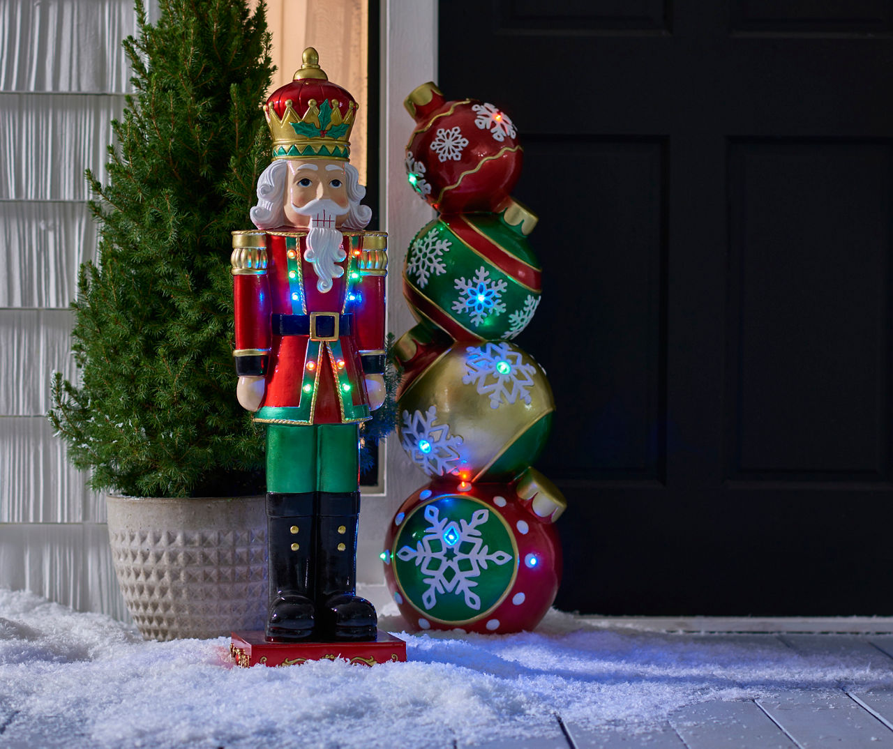 Winter Wonder Lane Light-Up Christmas Stacked Ornaments Tabletop ...