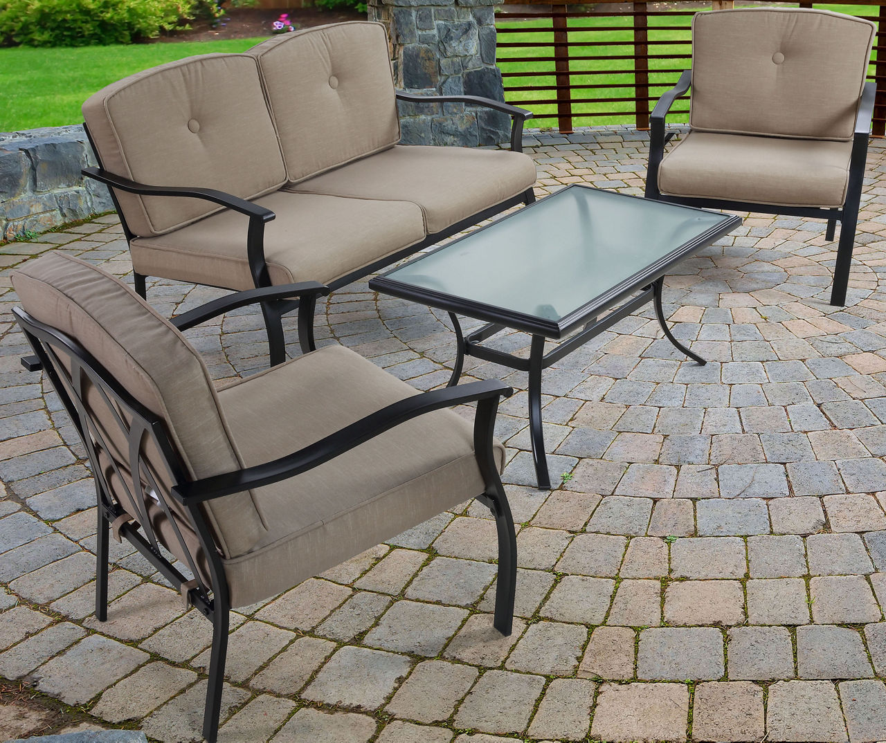 Boulder Bridge Tan 4-Piece Patio Seating Set | Big Lots