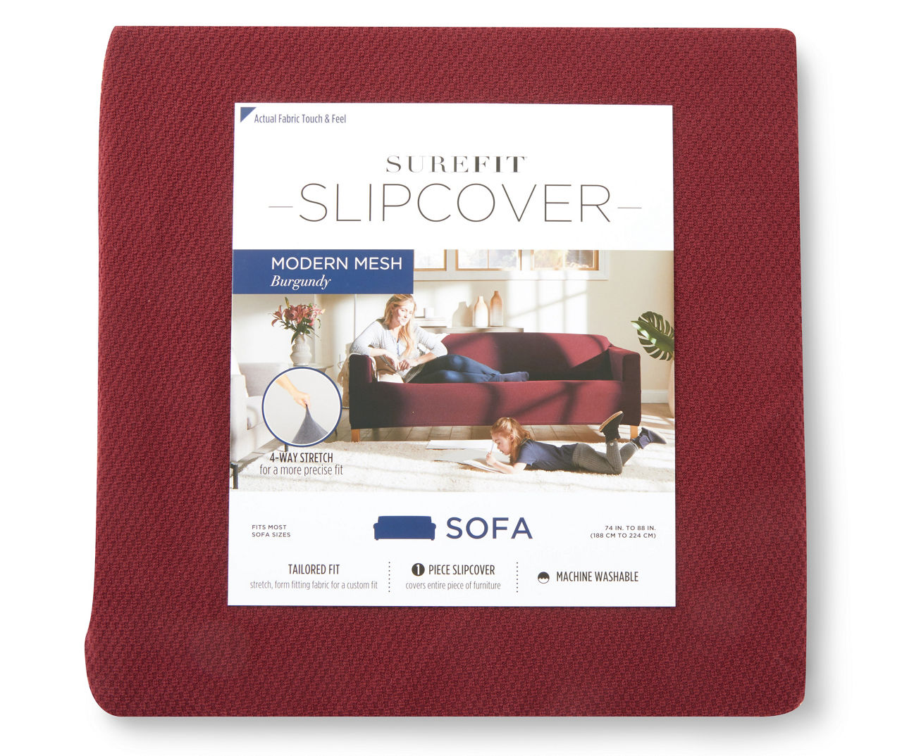 Burgundy Modern Mesh Stretch Sofa Slipcover
