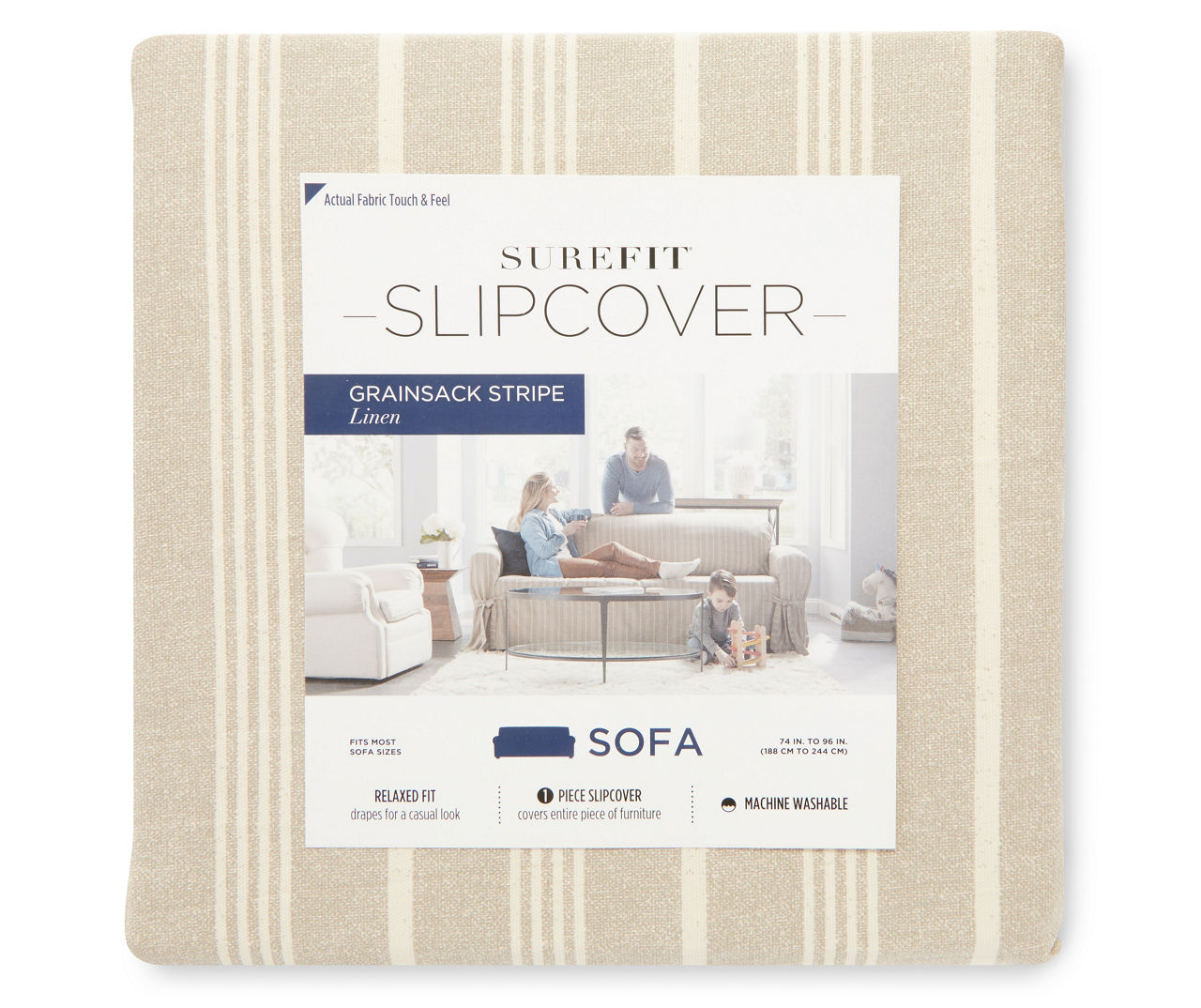 Linen Grainsack Stripe Sofa Furniture Slipcover