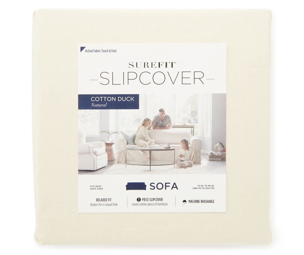 Cream Cotton Duck Sofa Slipcover