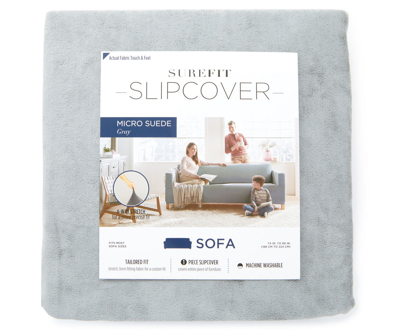 Gray Micro Suede Stretch Sofa Slipcover