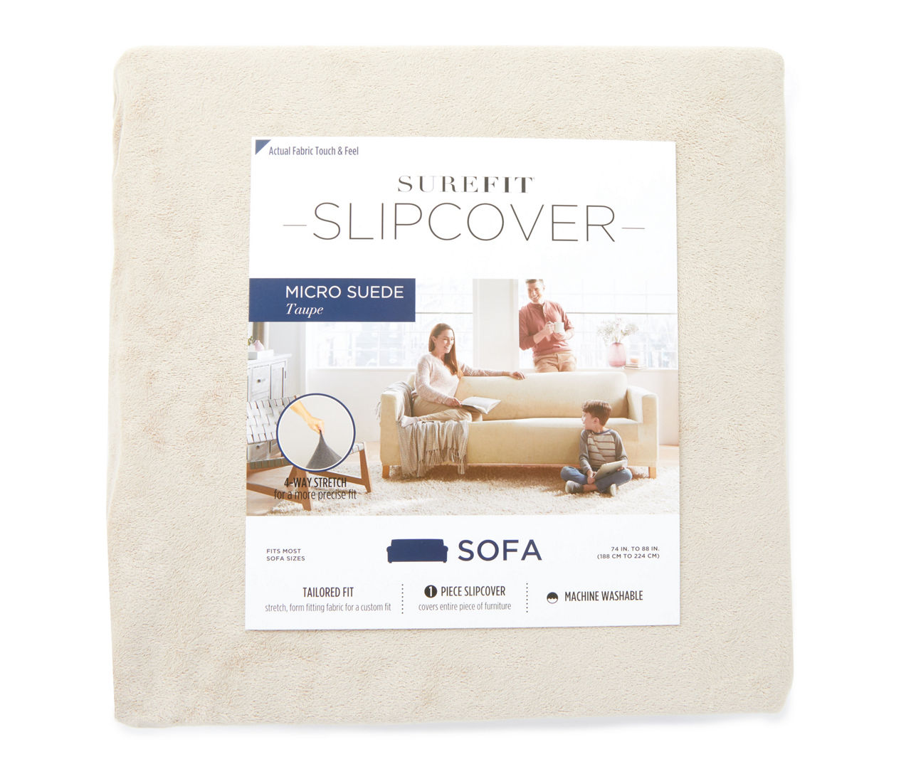 Taupe Micro Suede Stretch Sofa Slipcover