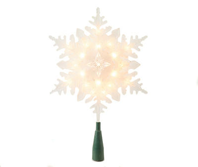 Silver Glitter Snowflake Light-Up Tree Topper