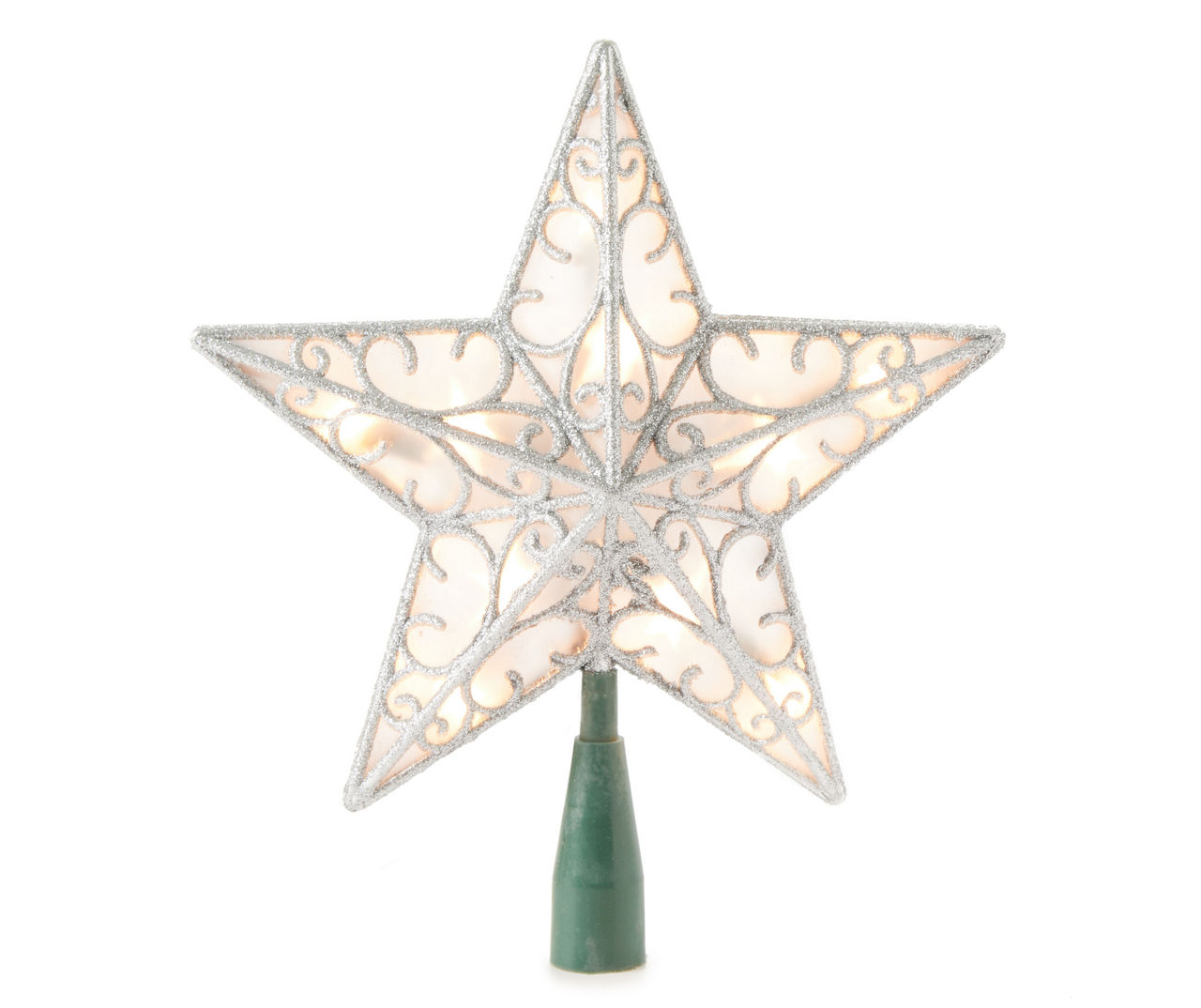 Silver Frosted Star Light-Up Tree Topper