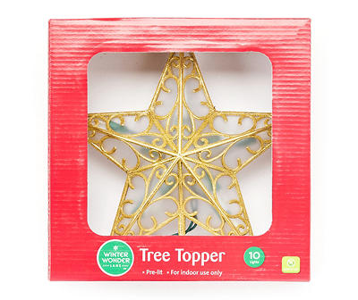 Winter Wonder Gold Star Light-Up Tree Topper | Big