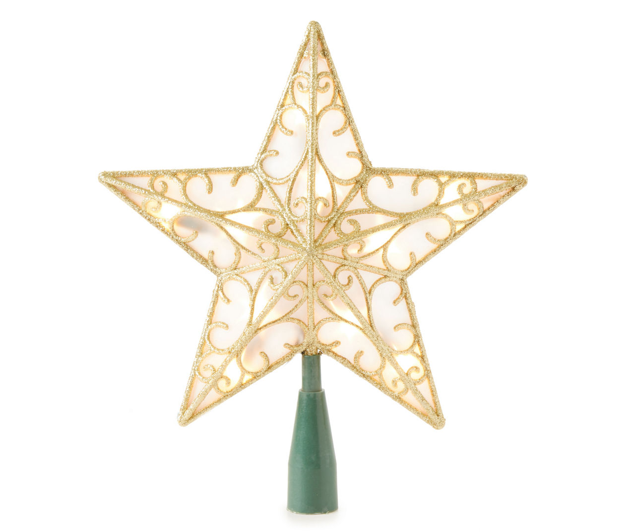 Gold Frosted Star Light-Up Tree Topper