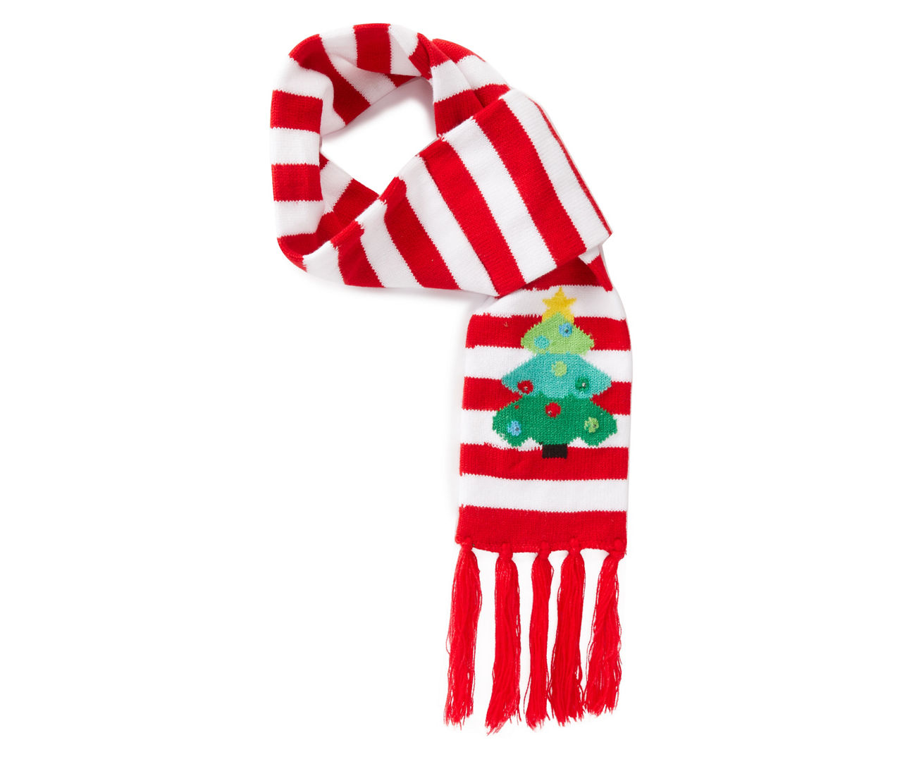 Red and store white christmas scarf