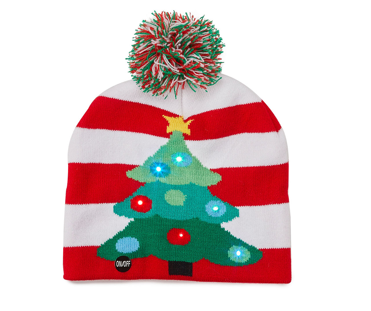 Winter Wonder Lane Red & White Christmas Tree Light-Up Beanie | Big Lots