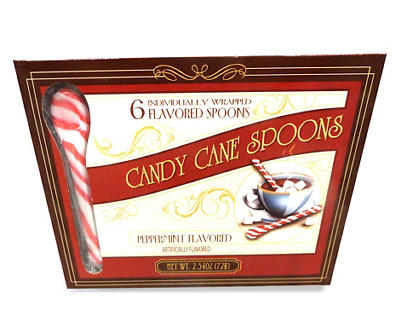Peppermint Candy Cane Spoons, 6-Pack