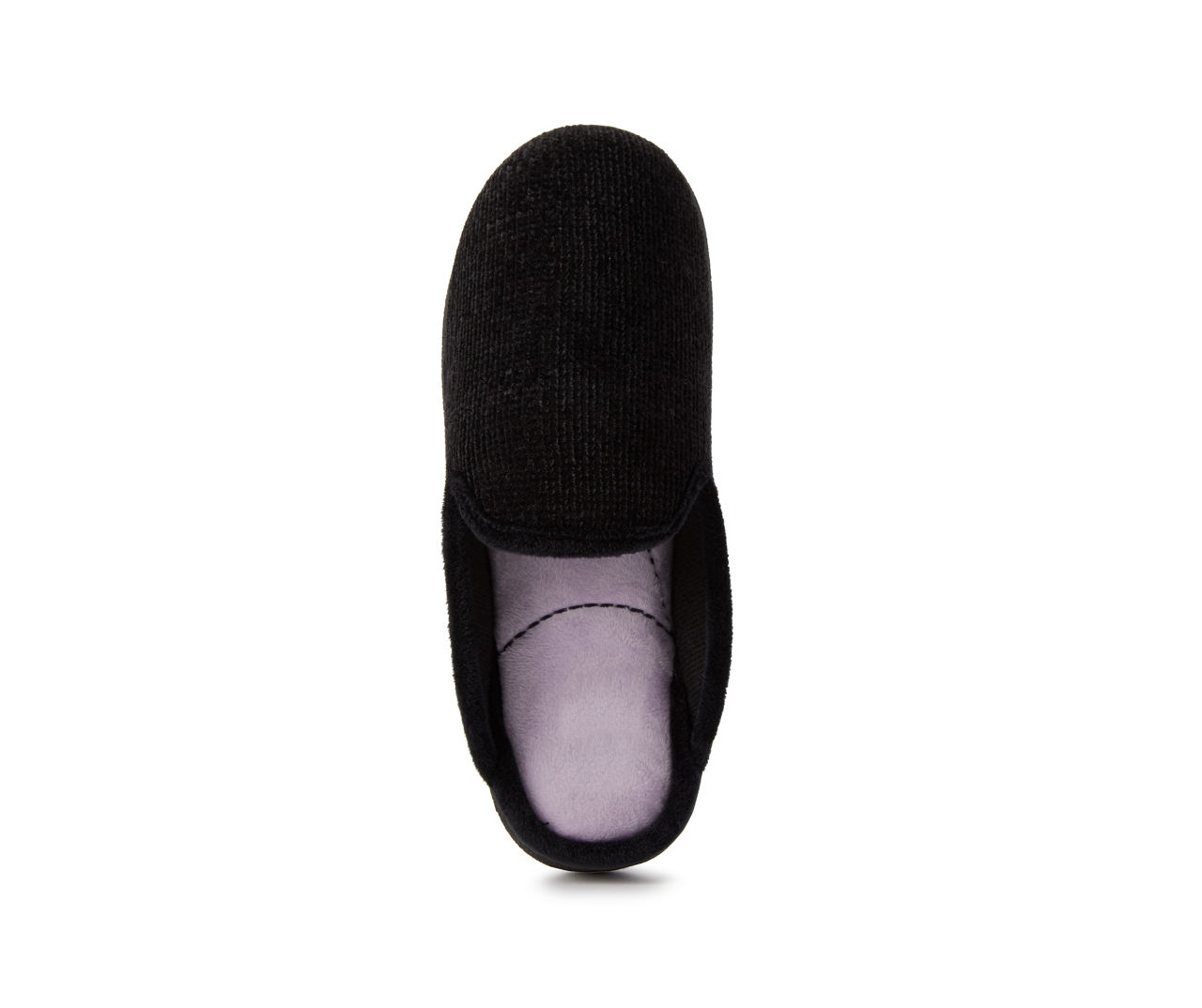 Women's Small Black Chenille Extended Tab Slippers