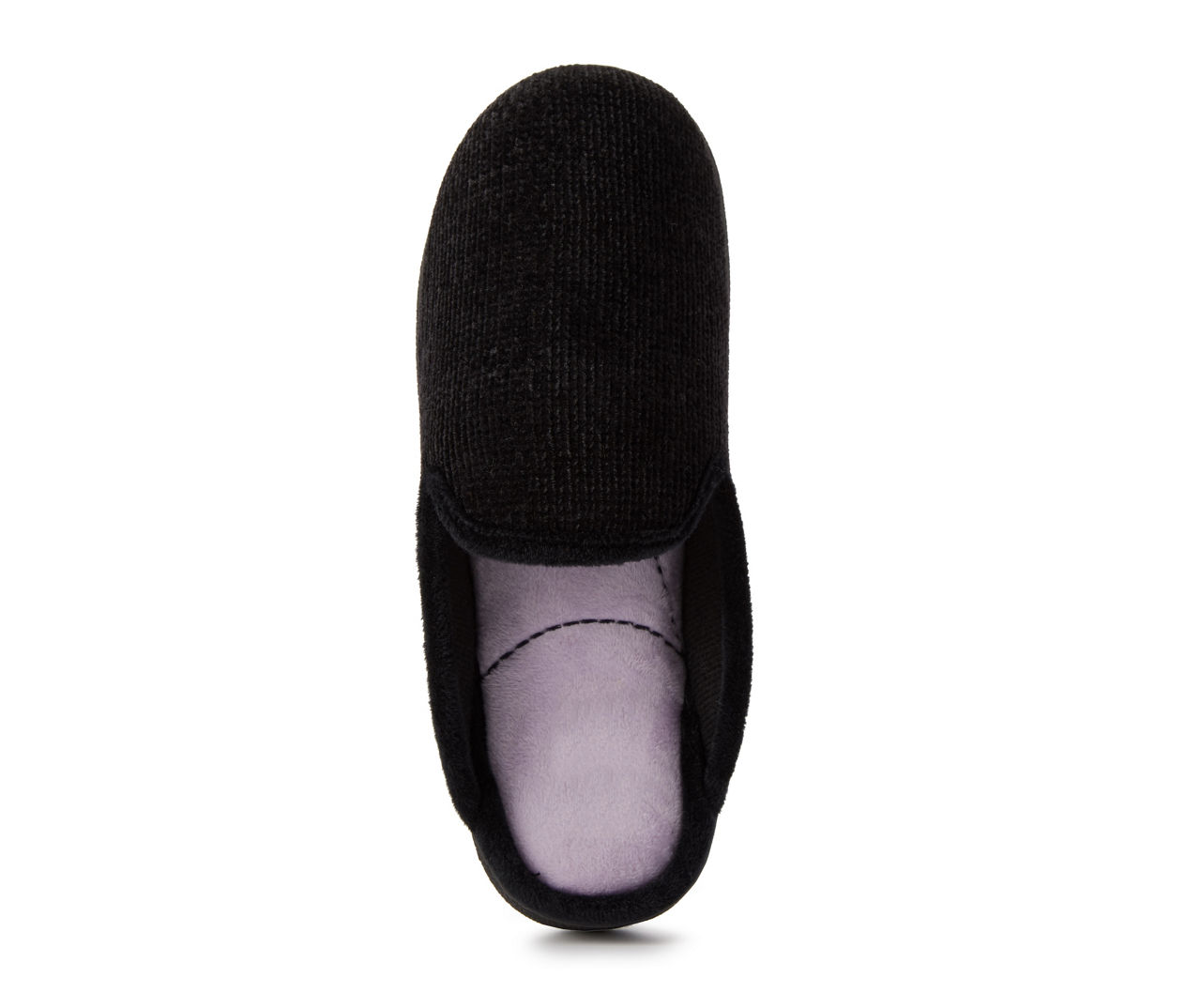 Women's Black Chenille Extended Tab Slippers, Size L