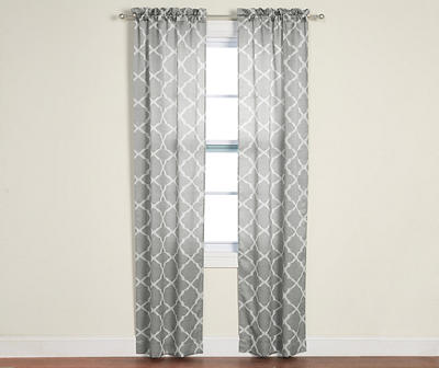 Gray Fret Room Darkening Curtain Panel Pair, (84