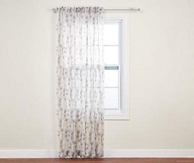 Neutral Maylee Crushed Voile Sheer Single Curtain Panel, (84