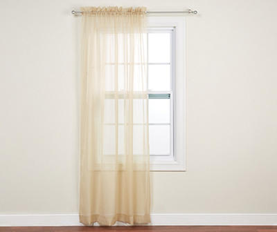 Pale Gold Crushed Voile Sheer Single Curtain Panel, (84