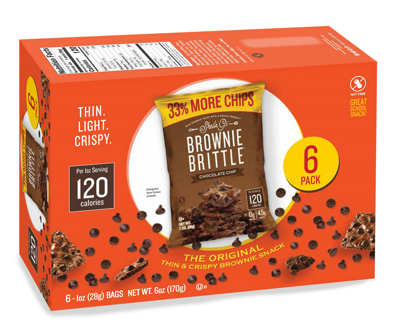 Brownie Brittle Chocolate Chip 1 Oz. Bags, 6Pack Big Lots