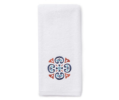 White Tile Kamari Embroidered Hand Towel
