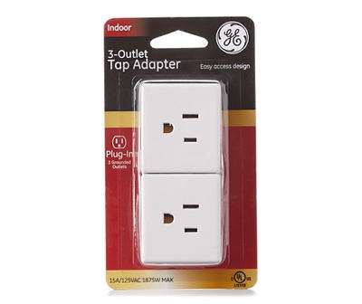 White 3-Outlet Plug Adapter Wall Tap, 2-Pack
