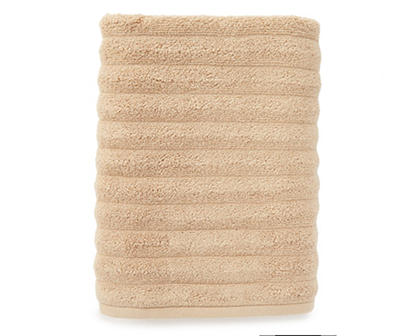 Tan Textured Stripe Bath Towel