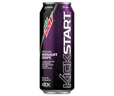 Mtn Dew Kickstart Sparkling Juice Beverage Energizing Midnight Grape Flavored 16 Fl Oz Can