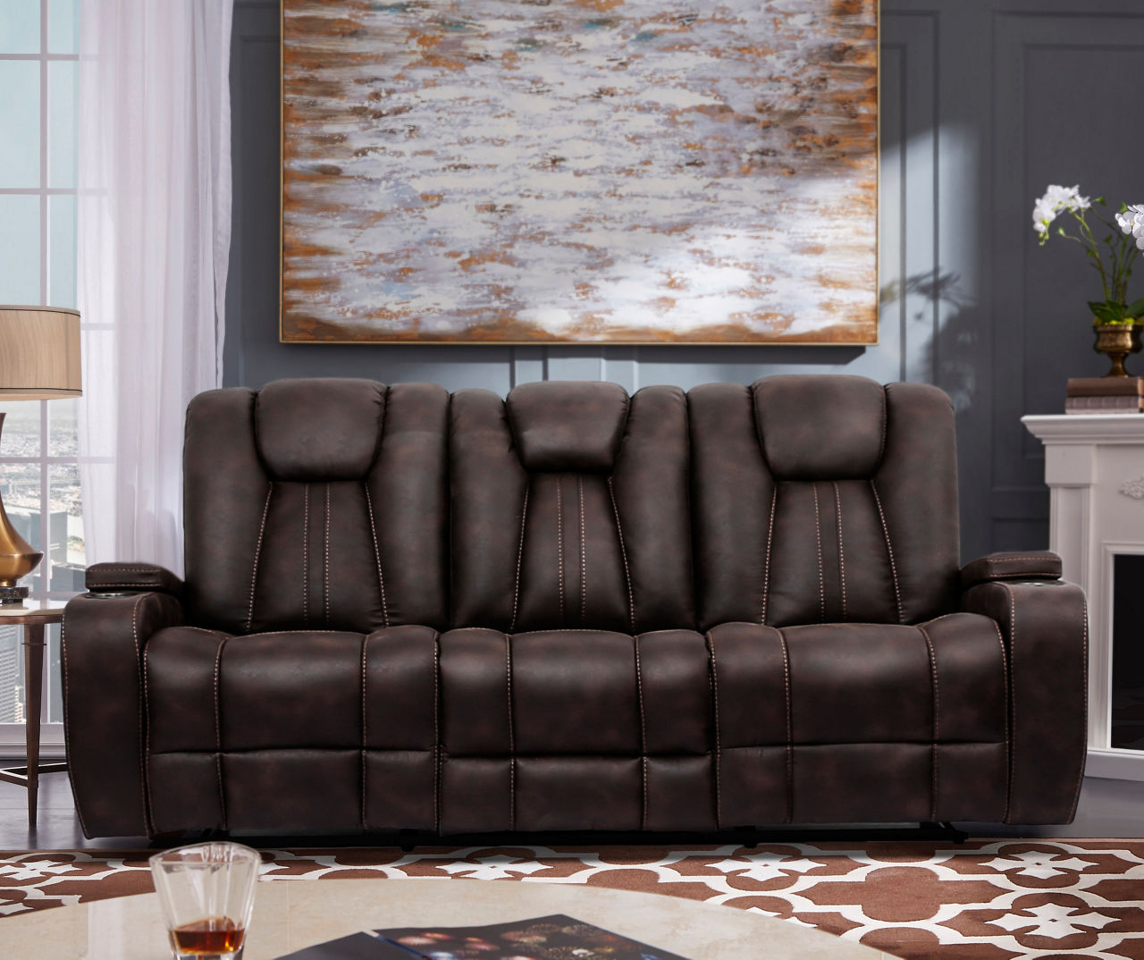 Big lots deals brown leather couch