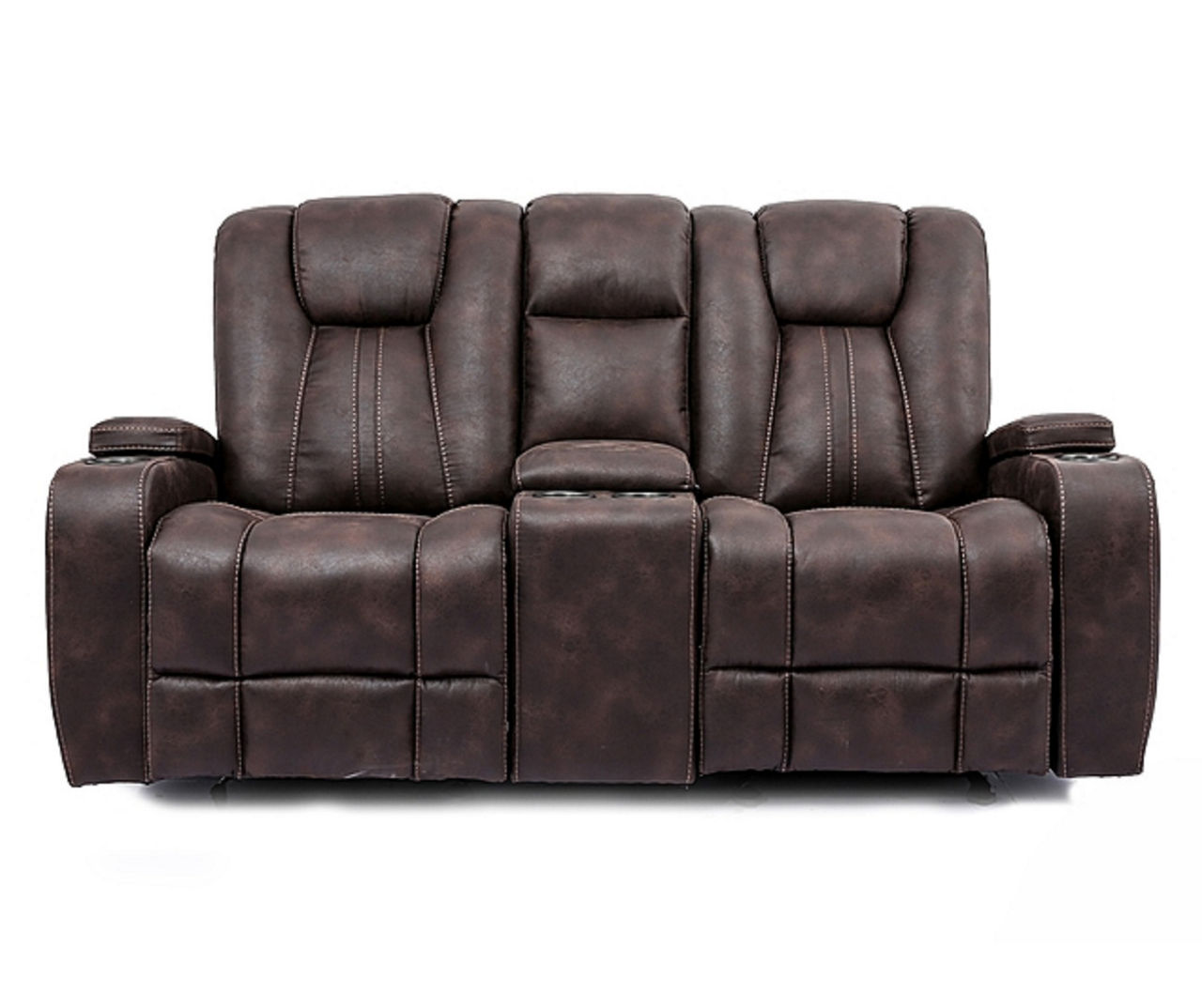 Real Living Jamestown Espresso Reclining Glider Console Loveseat