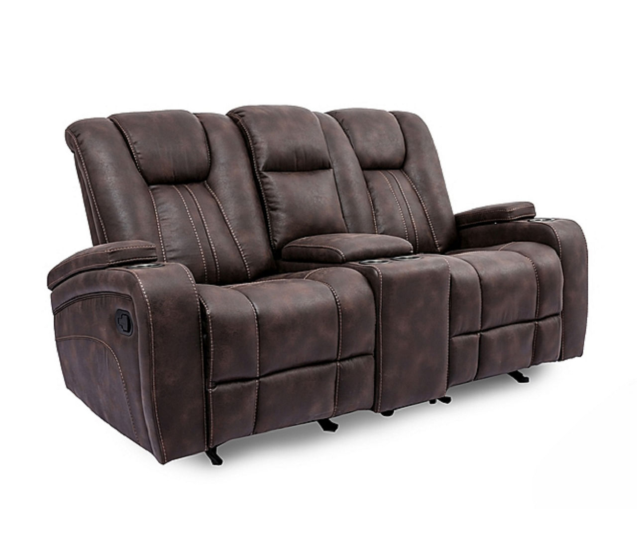 Real Living Jamestown Espresso Reclining Glider Console Loveseat