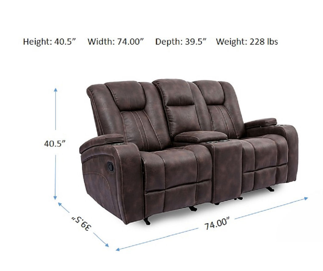 Jamestown Espresso Reclining Glider Console Loveseat