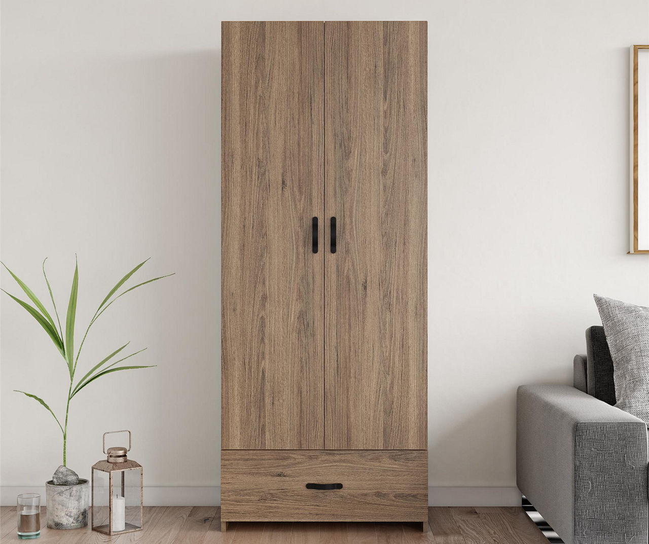 Bedroom Wardrobe Cabinet Storage Closet Organizer in Medium Oak