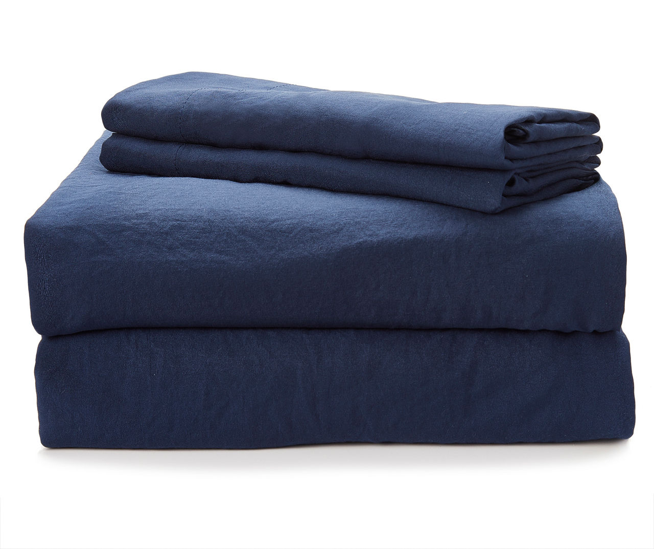 Navy Garment Washed 4-Piece Sheet Set | Big Lots