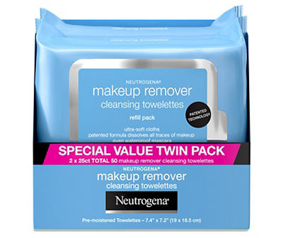 Makeup Remover Cleansing Face Wipes, 25 ct., 2 Pack