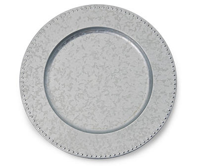 Silver Galvanized Steel Beaded Charger Plate