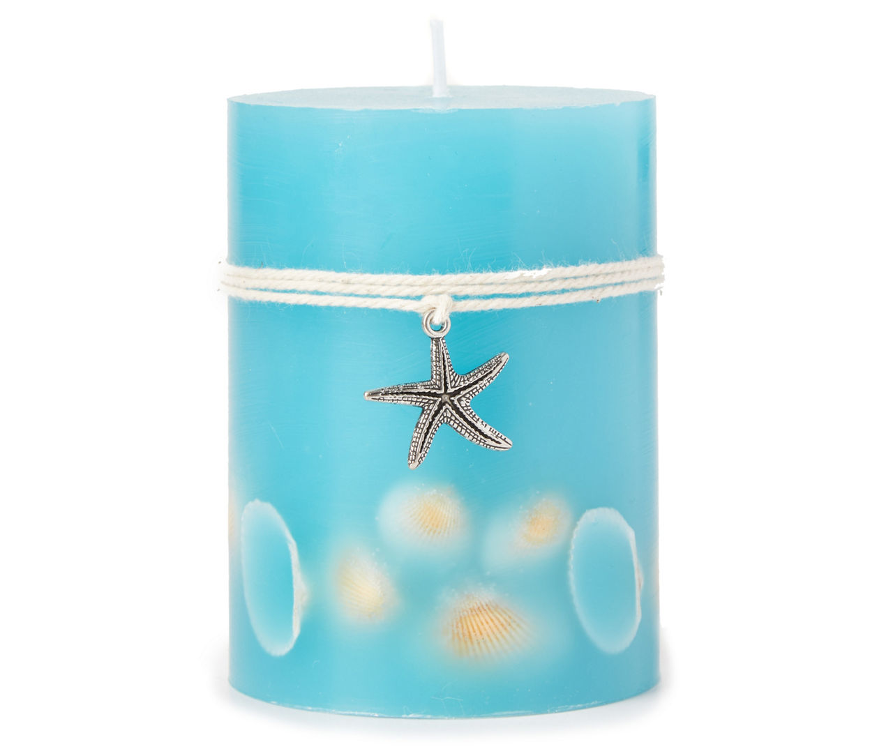 Blue Seashell Pillar Candle, (4