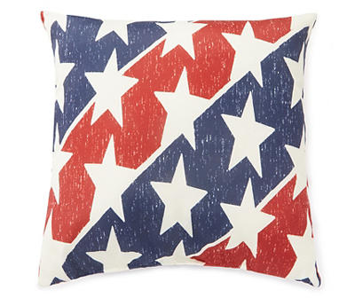 Red, White & Blue Stars Patriotic Outdoor Throw Pillow
