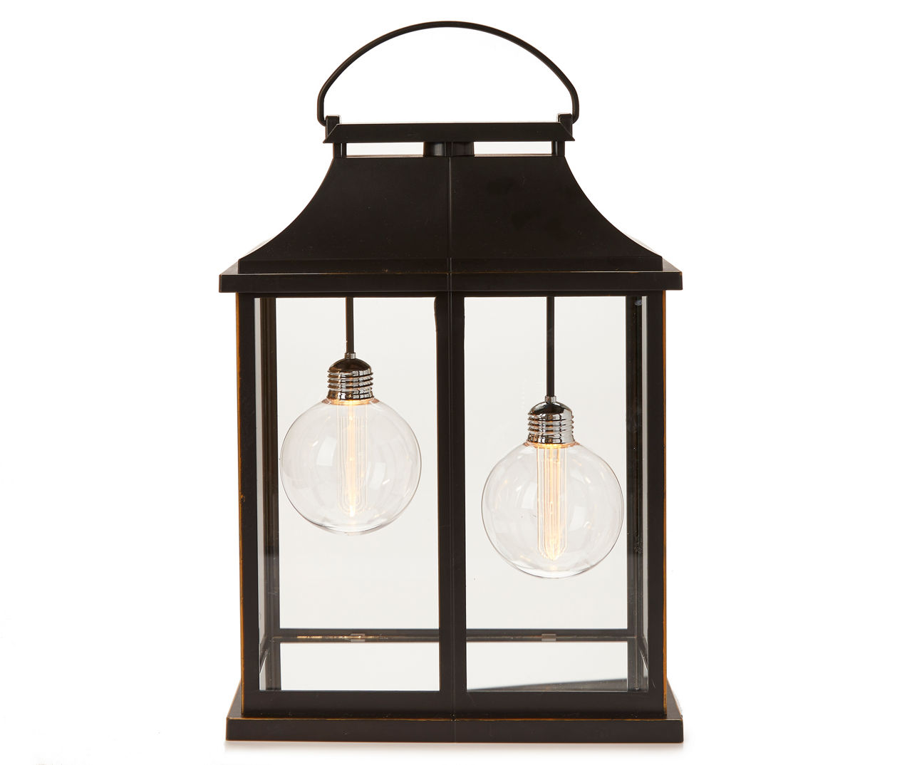 Battery-Operated Metal Lantern with LED Candle - 14 Black Window