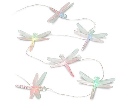 Color-Changing Dragonfly LED Solar Light Set on Clear Wire, 10-Lights